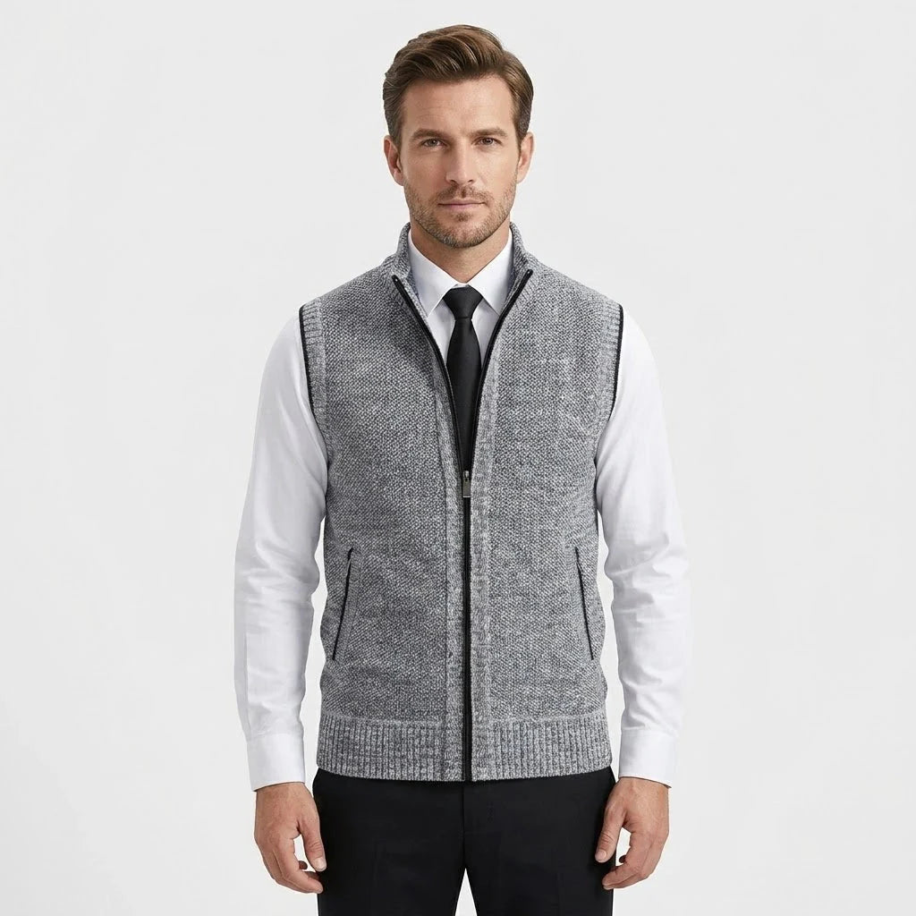 Elegant Full-Zip Sweater Vest - Fayymont Co