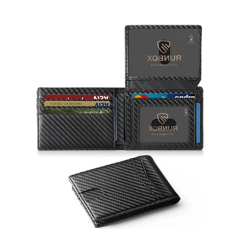 Men's Ultra Slim RFID Leather Wallet Carbon Fiber