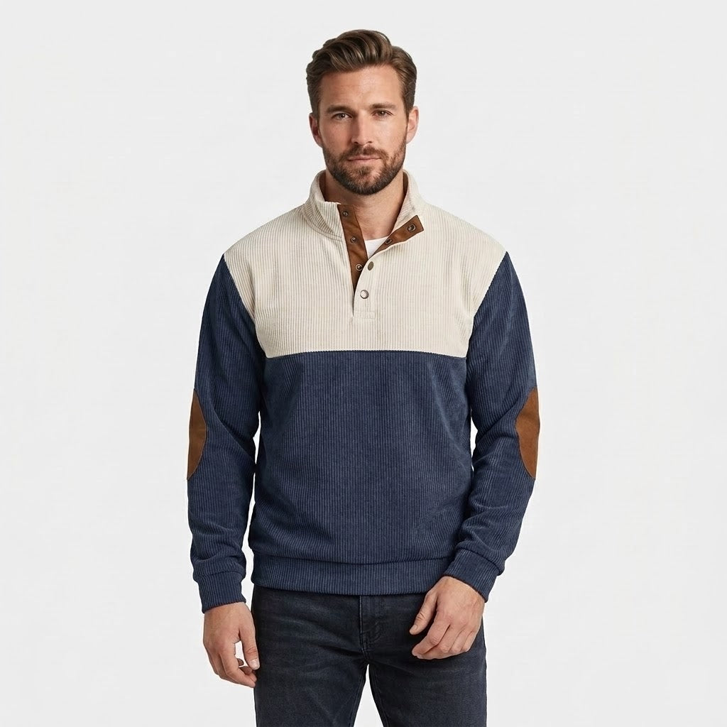 High Collar Corduroy - Retro Pullover